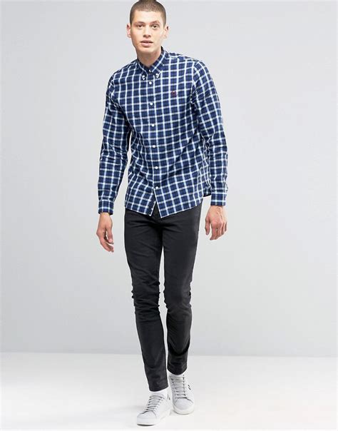Lyst Fred Perry Bold Short Sleeve Check Shirt In Blue For Men