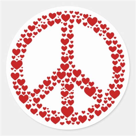 Red Hearts Peace Sign Sticker Zazzle