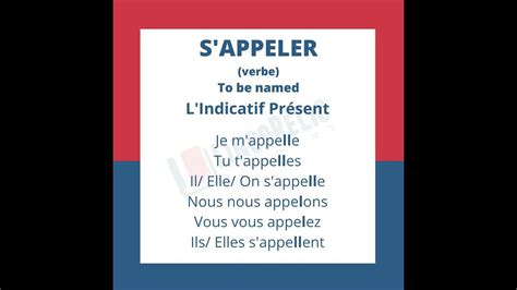 French Verb Conjugation Sappeler Lindicatif Présent Youtube