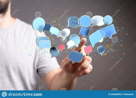 3d Rendered Electronic Mail Hovering In Mans Hand Stock Image Image