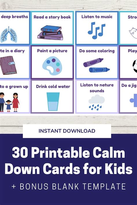 30 Calm Down Cards For Kids Printable Calm Down Kit Etsy Uk