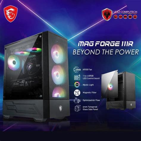 Promo Msi Mag Forge 111r Mid Tower Atx Pc Case With Tempered Side