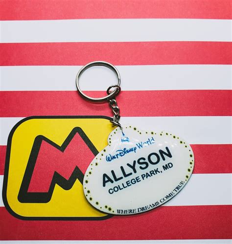 Customized Disney World Cast Member Name Tag Keychain Disney Etsy