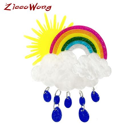 Ziccowong Acrylic Rainbow Cloud Brooch Pins For Women Lgbt Badges Gay