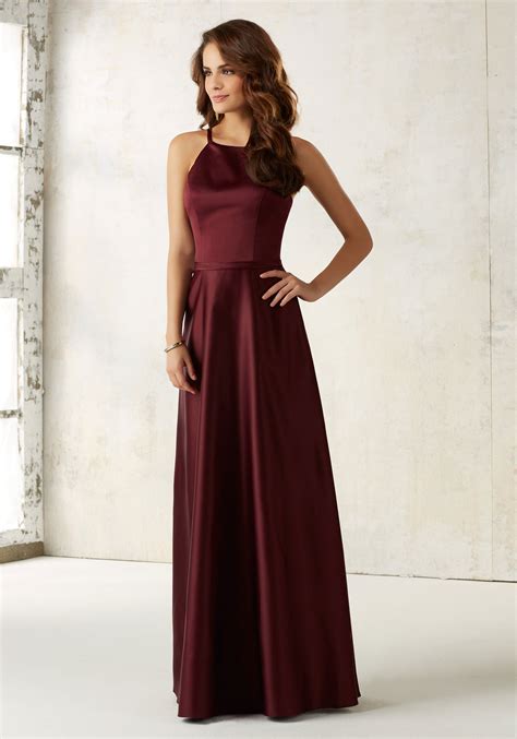 Satin Bridesmaids Dress With Matching Satin Waistband Style 21517