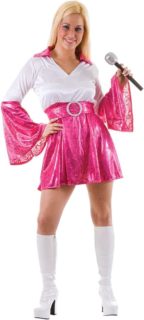Dancing Queen 70s Abba Fancy Dress Costume Pink 8 10 Uk