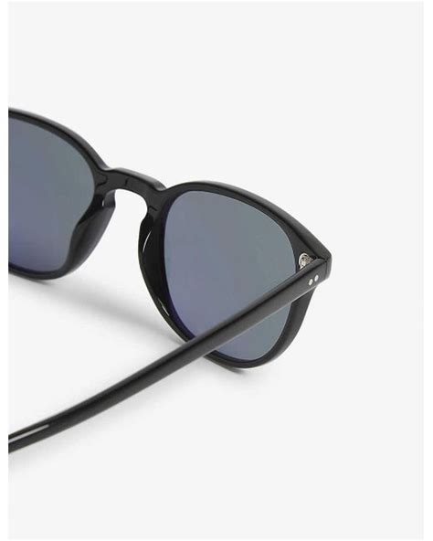 Oliver Peoples Leather Mens Black Ov5219s Fairmont Sun Round Frame Sunglasses For Men Save 3