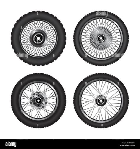 Detailed Motorcycle Wheels Vector Illustration Stock Vector Art