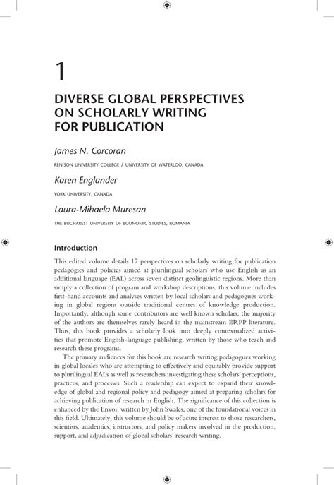 Component 2 essay candidates explore different perspectives on issues of global significance arising from their studies during the course and write an essay based on their research. (PDF) Diverse Global Perspectives on Scholarly Writing for Publication