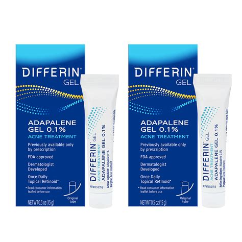 Buy Differin Adapalene Gel 01 Acne 60 Day Supply 15g Pack Of 2