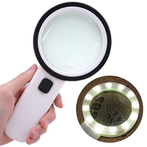 30x High Power Handheld Magnifying Glass Led Light Jumbo Illuminated Magnifier