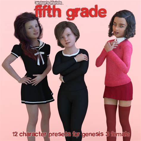 Ambers Friends Fifth Grade 3d Models For Poser And Daz Studio