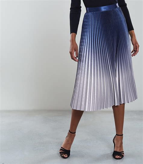Reiss Silk Anna Metallic Ombre Pleated Midi Skirt In Blue Lyst