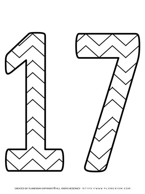 Coloring Page Number Pattern Seventeen Planerium