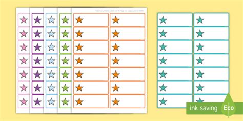 Editable Multicolored Small Star Labels Teacher Made