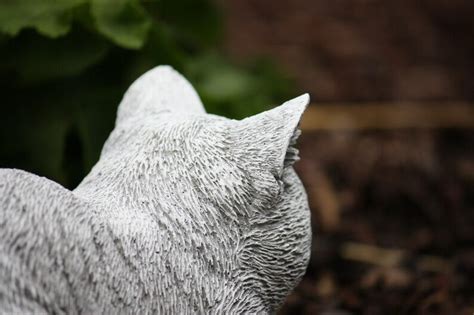Concrete Gray Cat Statue Sleeping Cat Sculpture Cement Etsy
