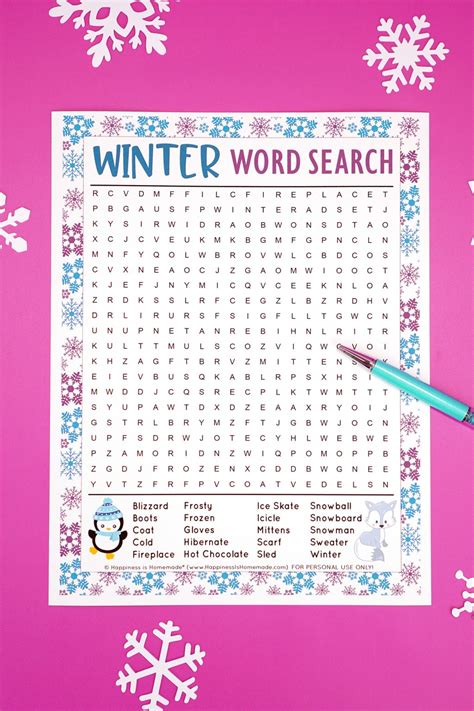 Free Printable Winter Word Search