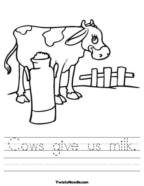 Cows Give Us Milk Worksheet Cow Coloring Pages Farm Animals