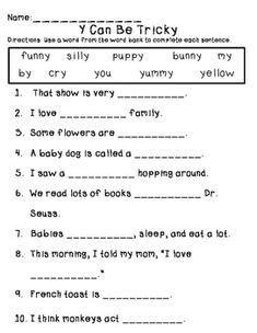 Great for vocabulary emergent reader reading strategy. Fill in the Blank Worksheets | 1st grade reading worksheets, Reading worksheets, Literacy worksheets