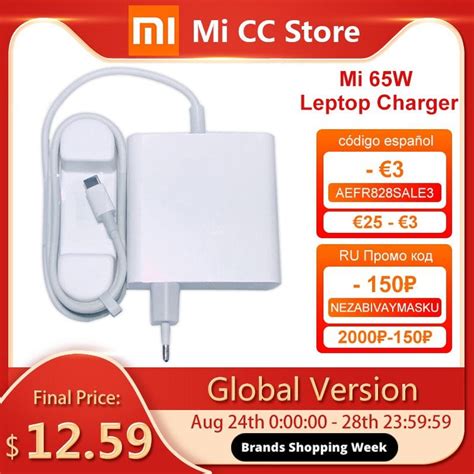 xiaomi mi 45w 65w eu laptop charger for 13 15 usd coupon best price in history 12 99