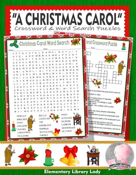 A Christmas Carol Activities Charles Dickens Crossword Puzzle And Word Searches Christmas Carol