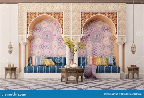 Arabicislamic Style Living Room Interior Design With Arch And Arabic