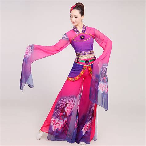 customize woman peony embroidery long sleeves chinese classical dance costums water sleeves