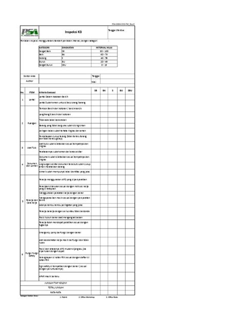 Contoh Format Form Inspeksi K3 Pdf