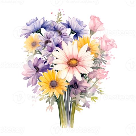 Watercolor Floral Bouquet Illustration Flowers Ai Generated 25727755 Png