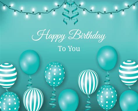 Happy Birthday Background With Blue Balloons Ribbon And Light