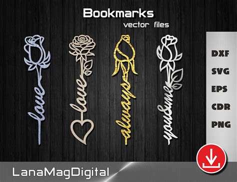 Bookmark Template Svg Dxf Cut File Rose Bookmark Svg For Etsy Uk