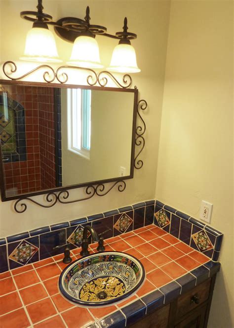 Bathroom Vanity Using Mexican Tiles By Kristiblackdesigns Com Mexican Tile Bathroom Spanish