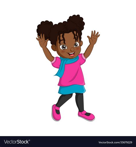 Cute African American Girl In Fall Clothes Vector Image