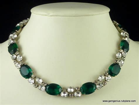 Schreiner Emerald Rhinestone Necklace From Gemgenius On Ruby Lane