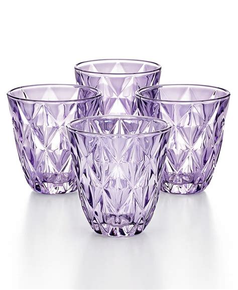The Cellar Closeout Purple Diamond Double Old Fashioned Glasses Set Of 4 Created For Macy S