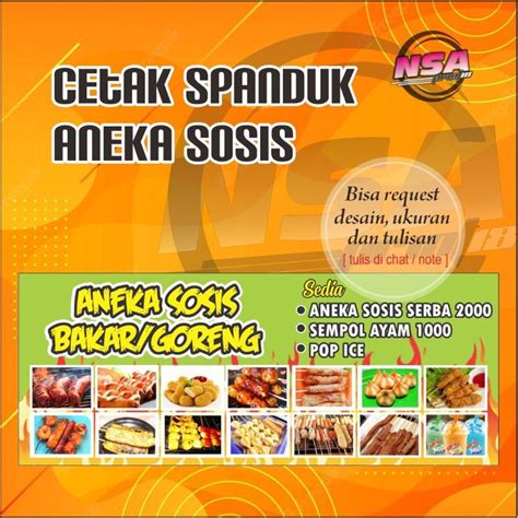 Jual Cetak Banner Spanduk Aneka Sosis Seafood Bakar Bisa Request Free Desain Shopee Indonesia