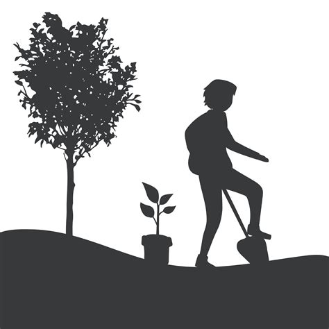Silhouette Of A Man Gardening Vector Download Free Vectors Clipart