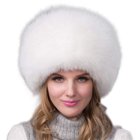 Umren Womens Winter Warm Fox Fur Hat Cossack Russian Style Hat Caps