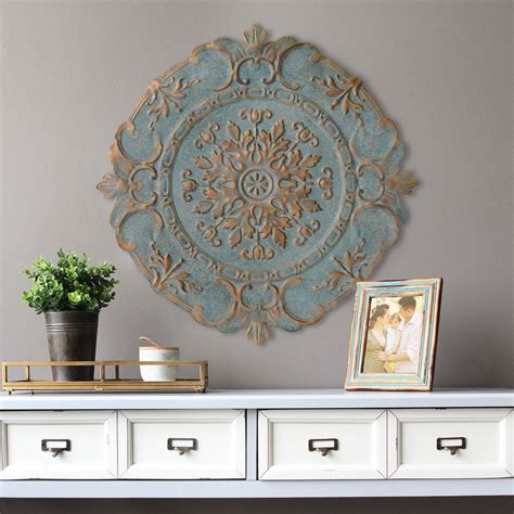 Create a personalized feature wall in your home with a mural. Stratton Home Decor Blue European Medallion Wall Decor
