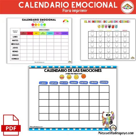 Calendario De Emociones Para Imprimir Pdf