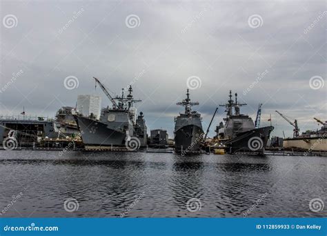 Us Navy Ships At The Norfolk Yard In Virginia Editorial Stock Photo