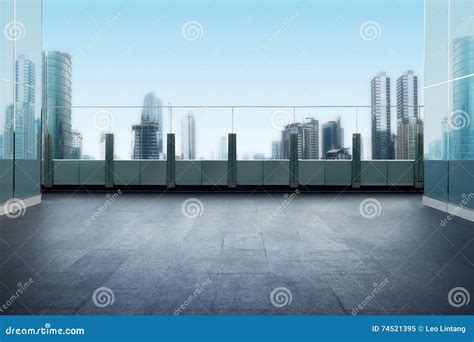 Roof Top Balcony With Cityscape Background Stock Image Image Of