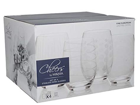 Mikasa Cheers Stemless Wine Glass 17 Ounce Set Of 4 Clear Pricepulse