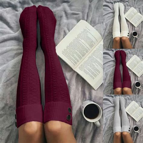 New Womens Winter Cable Knit Over Knee High Tights Stockings Long Leg Warmer Boot Thigh High