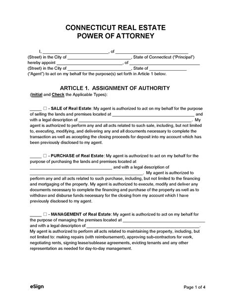 Free Connecticut Real Estate Power Of Attorney Form Pdf Word
