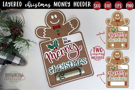 Gingerbread Man Christmas Money Holder Money Card SVG