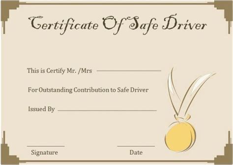 Safe Driving Certificate Template 6 Best Templates Ideas For You