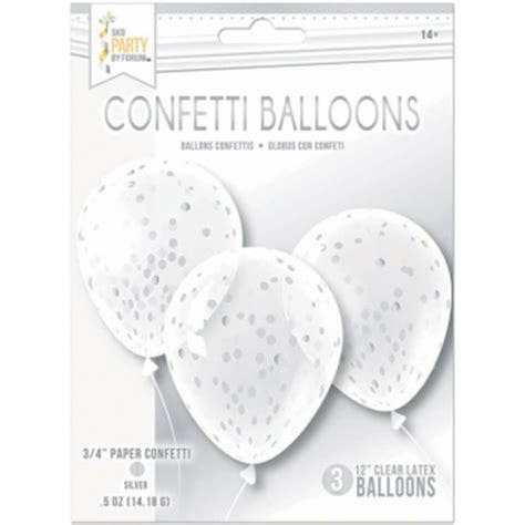 Partymart Confetti Balloons 3pk Silver