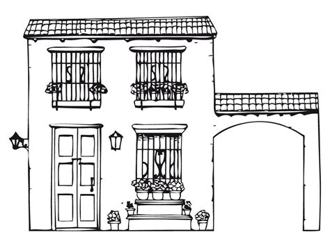 Resultado De Imagen Para Dibujo Fachadas Coloniales Dibujo De Casa