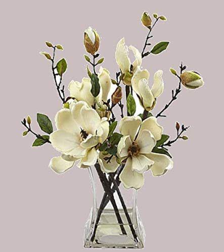 Magnolia Faux Floral Arrangement Wglass Vase Beautiful